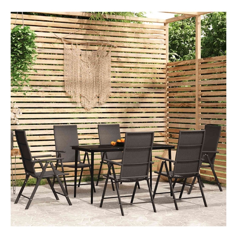 Bowery Hill Contemporary Weather-Resistant Garden Dining Set in Black