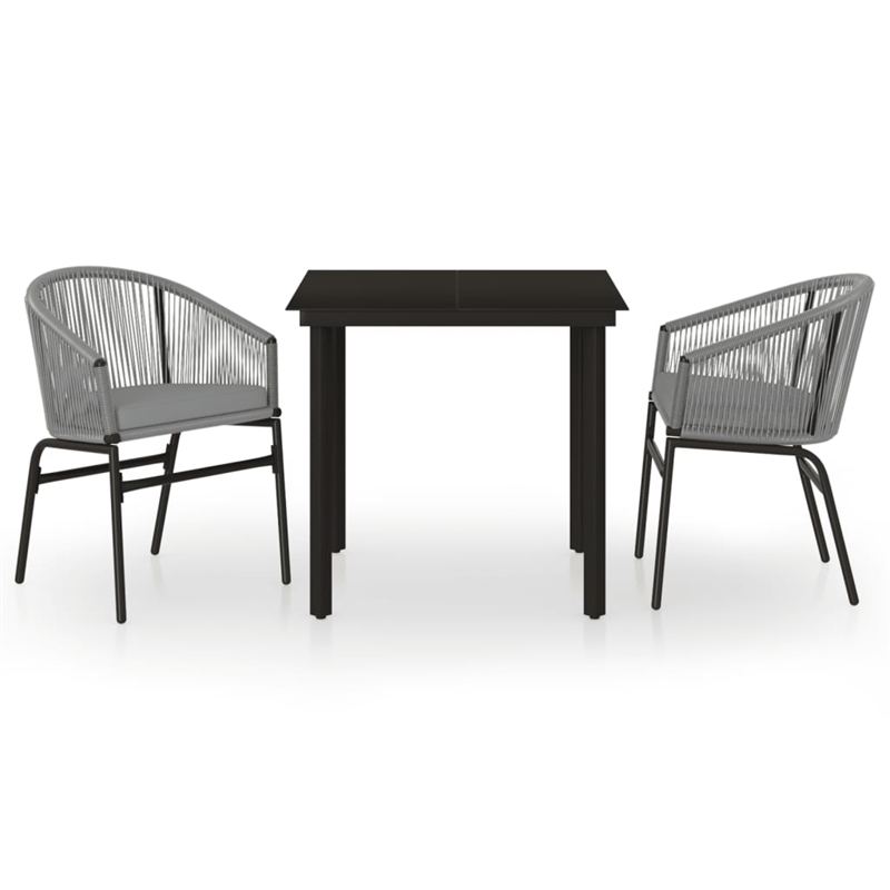 Bowery Hill Contemporary Powder-Coated Garden Dining Set in Black/Gray