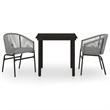 Bowery Hill Contemporary Powder-Coated Garden Dining Set in Black/Gray