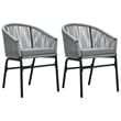 Bowery Hill Contemporary Powder-Coated Garden Dining Set in Black/Gray