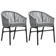 Bowery Hill Contemporary Powder-Coated Garden Dining Set in Black/Gray