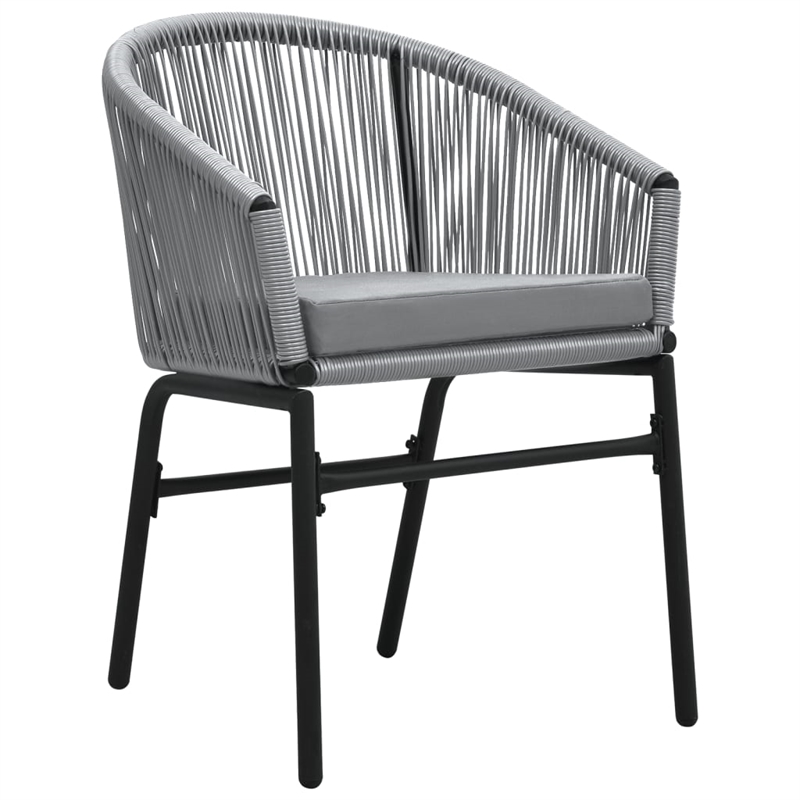 Bowery Hill Contemporary Powder-Coated Garden Dining Set in Black/Gray