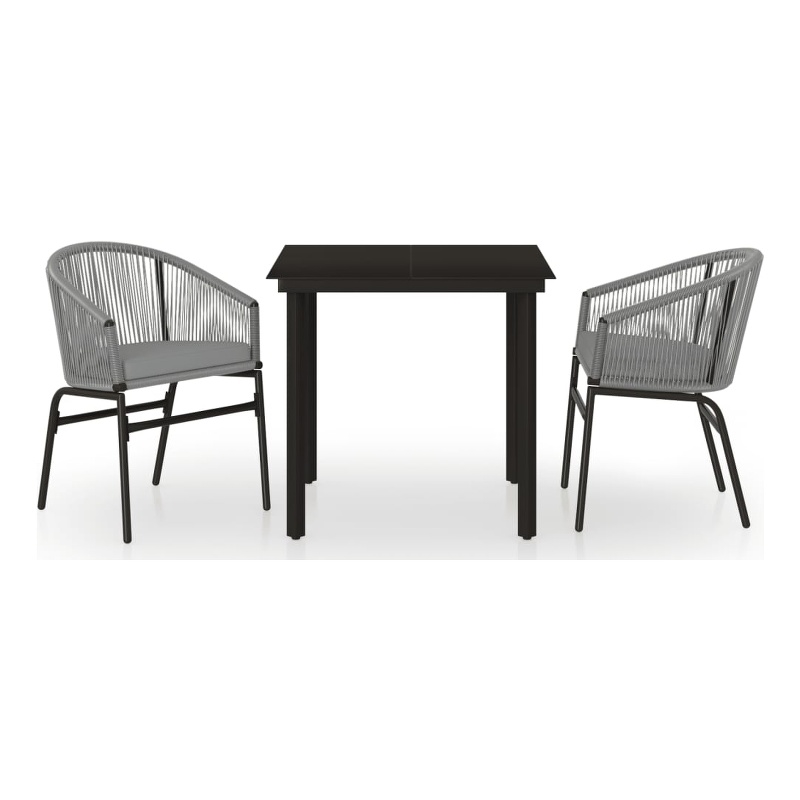 Bowery Hill Contemporary Powder-Coated Garden Dining Set in Black/Gray