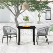 Bowery Hill Contemporary Powder-Coated Garden Dining Set in Black/Gray