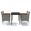 Bowery Hill Contemporary Garden Dining Set in Gray and Black