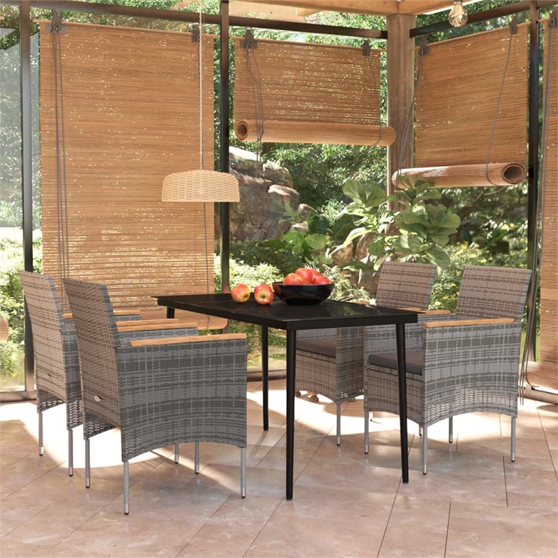 Bowery Hill Contemporary Garden Dining Set in Gray and Black