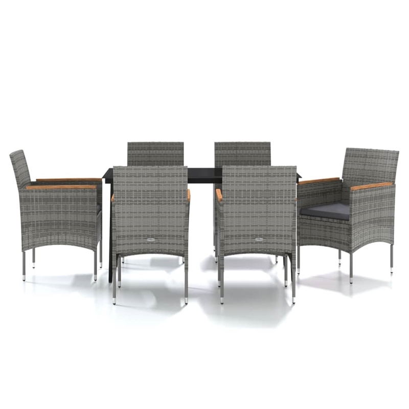 Bowery Hill Contemporary Garden Dining Set in Gray and Black