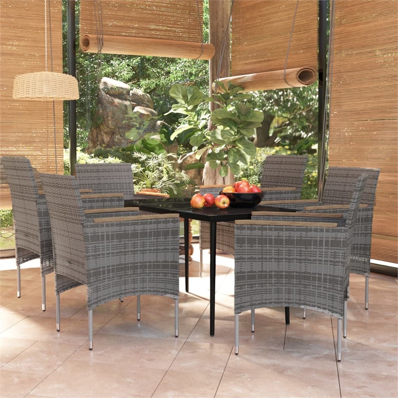 Bowery Hill Contemporary Garden Dining Set in Gray and Black