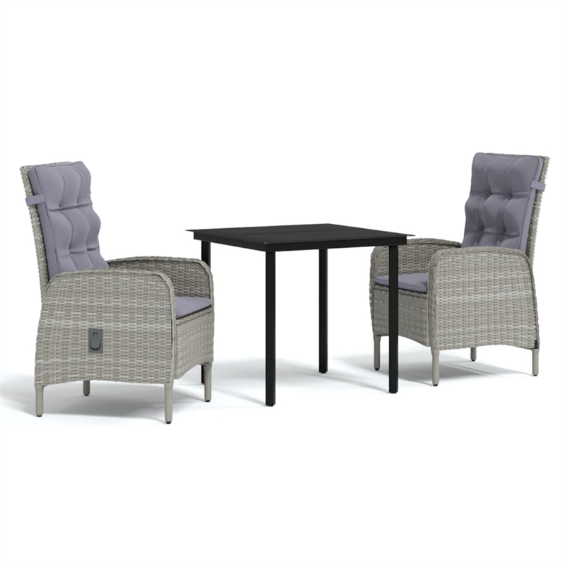 Bowery Hill Contemporary Garden Dining Set in Gray and Black