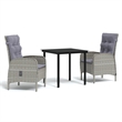 Bowery Hill Contemporary Garden Dining Set in Gray and Black