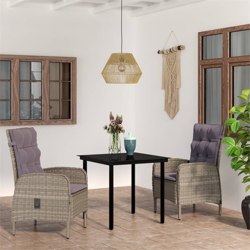 Bowery Hill Contemporary Garden Dining Set in Gray and Black