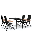 Bowery Hill Powder-Coated Steel Medium Foldable Garden Dining Set in Black
