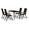 Bowery Hill Powder-Coated Steel Medium Foldable Garden Dining Set in Black