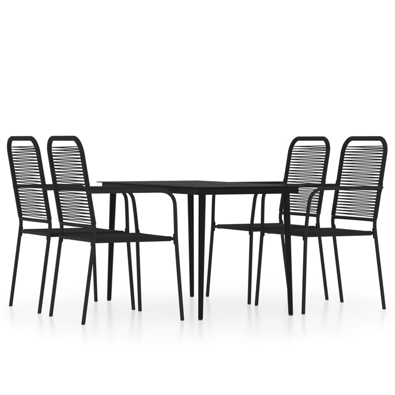 Bowery Hill Powder-Coated Steel 5 Piece Durable Dining Set in Black