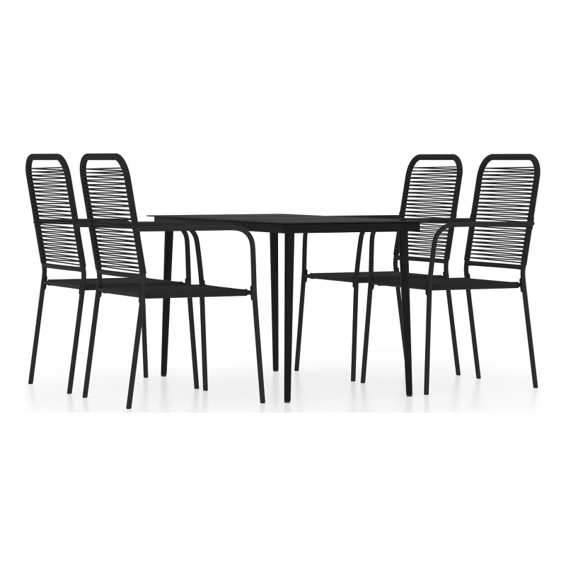 Bowery Hill Powder-Coated Steel 5 Piece Durable Dining Set in Black