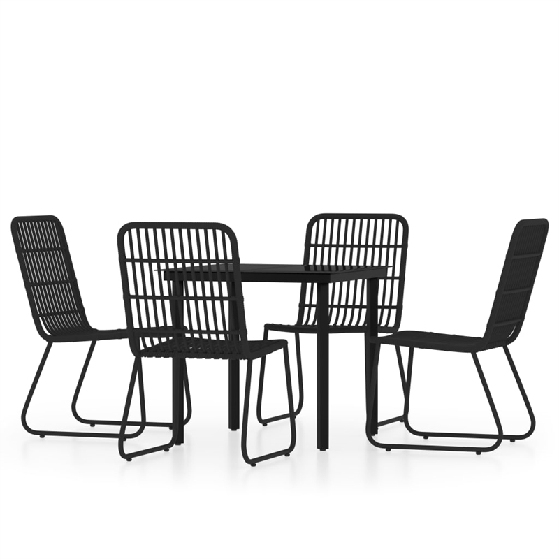 Bowery Hill Contemporary Powder-Coated Steel 5 Piece Dining Set in Black