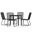 Bowery Hill Contemporary Powder-Coated Steel 5 Piece Dining Set in Black