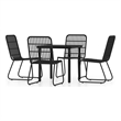 Bowery Hill Contemporary Powder-Coated Steel 5 Piece Dining Set in Black