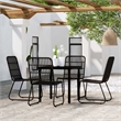 Bowery Hill Contemporary Powder-Coated Steel 5 Piece Dining Set in Black