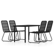Bowery Hill Contemporary Powder-Coated Steel 5 Piece Dining Set in Black