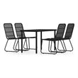 Bowery Hill Contemporary Powder-Coated Steel 5 Piece Dining Set in Black