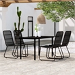 Bowery Hill Contemporary Powder-Coated Steel 5 Piece Dining Set in Black