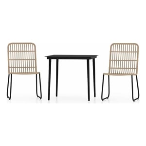 Bowery Hill Medium Stackable Dining Set in Oak/Black PE Rattan
