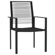 Bowery Hill Powder-Coated Steel & PVC Hollow Rattan Dining Set in Black