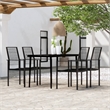 Bowery Hill Powder-Coated Steel & PVC Hollow Rattan Dining Set in Black
