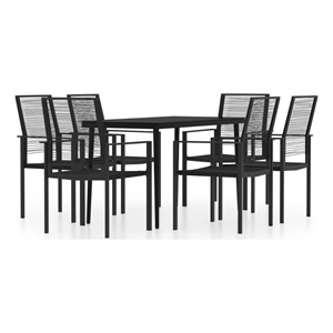 Bowery Hill Powder-Coated Steel Large Durable Dining Set in Black