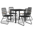 Bowery Hill PVC Rattan/Powder-Coated Steel Garden Dining Set in Black