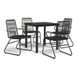 Bowery Hill PVC Rattan/Powder-Coated Steel Garden Dining Set in Black