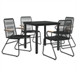 Bowery Hill PVC Rattan/Powder-Coated Steel Garden Dining Set in Black