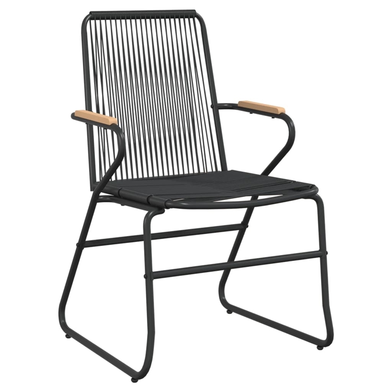 Bowery Hill PVC Rattan/Powder-Coated Steel Garden Dining Set in Black