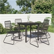 Bowery Hill PVC Rattan/Powder-Coated Steel Garden Dining Set in Black