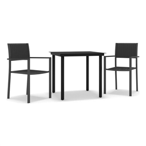 Bowery Hill Contemporary Powder-Coated Steel Garden Dining Set in Black