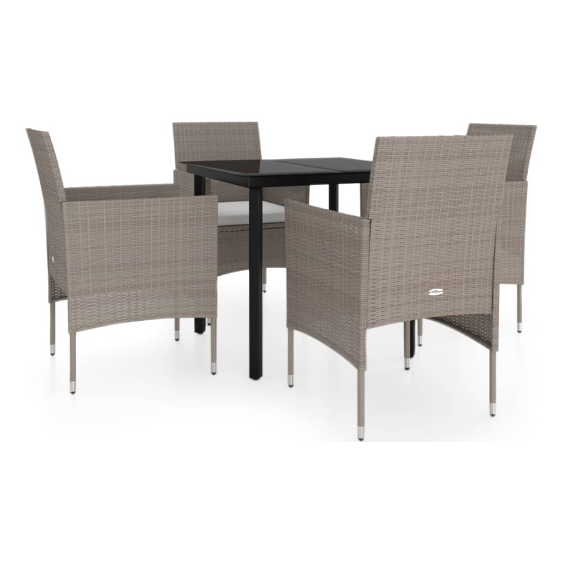 Bowery Hill Contemporary Garden Dining Set in Beige and Black