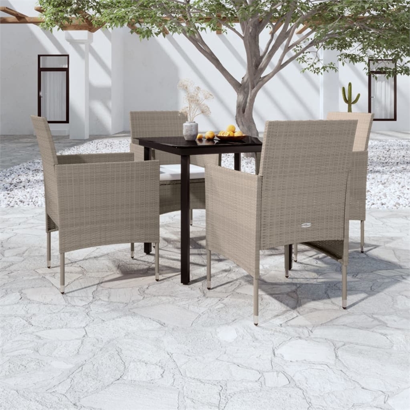 Bowery Hill Contemporary Garden Dining Set in Beige and Black