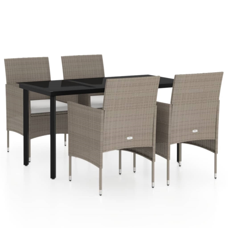 Bowery Hill Contemporary Patio Dining Set in Beige and Black