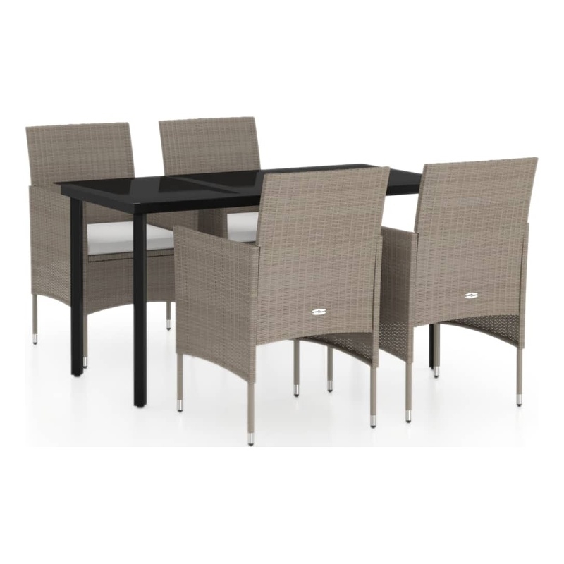 Bowery Hill Contemporary Patio Dining Set in Beige and Black