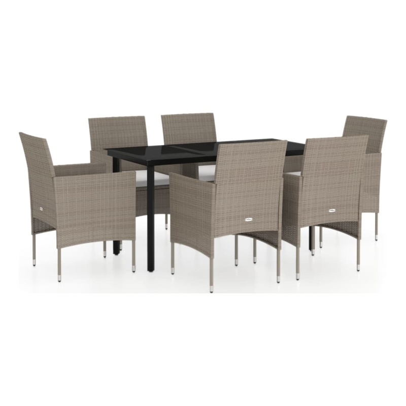 Bowery Hill Contemporary Garden Dining Set in Beige and Black