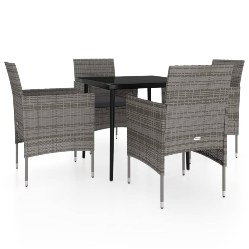 Bowery Hill Contemporary Garden Dining Set in Gray and Black