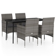 Bowery Hill PE Rattan 5 Piece Set Durable Garden Dining Set in Gray and Black
