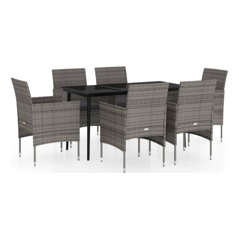 Bowery Hill Contemporary Garden Dining Set in Gray and Black