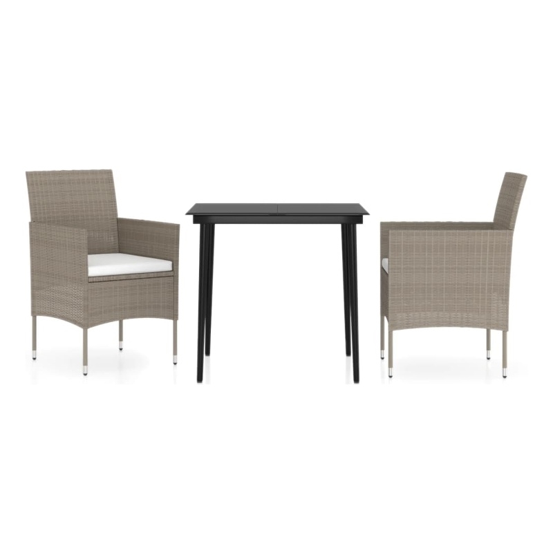 Bowery Hill Contemporary Garden Dining Set in Beige and Black
