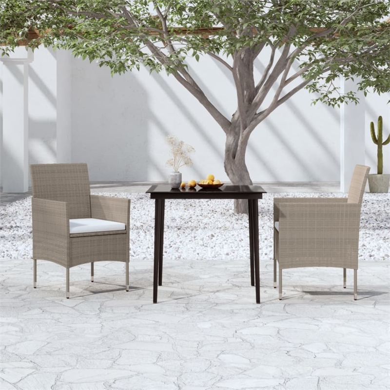 Bowery Hill Contemporary Garden Dining Set in Beige and Black