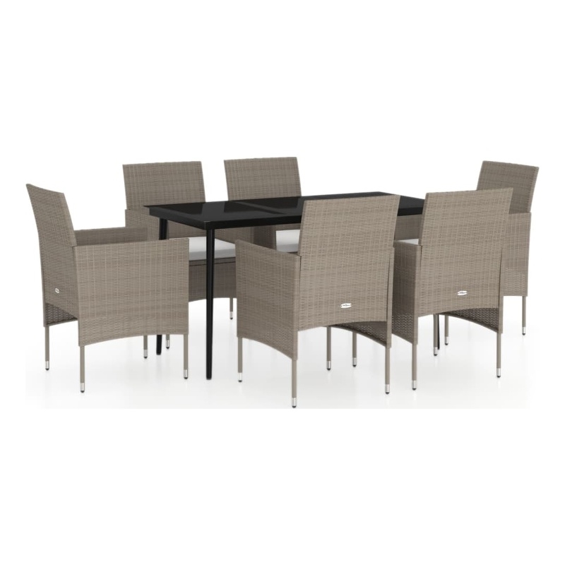 Bowery Hill Contemporary Garden Dining Set in Beige and Black