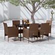 Bowery Hill Contemporary Garden Dining Set in Brown and Black