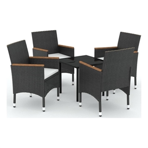 Bowery Hill Contemporary Powder-Coated Garden Dining Set in Black