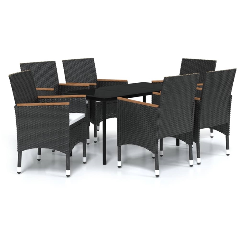 Bowery Hill Contemporary Powder-Coated Garden Dining Set in Black